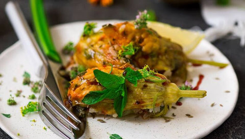 Fiori di zucca al forno ripieni di Losa d'antan