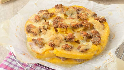 Polenta pasticciata con salsiccia e Verzin di vacca Occelli®